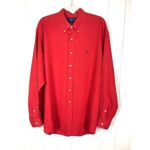 Ralph Lauren Blake Button Down Red 100% Linen Men's Shirt Size XL